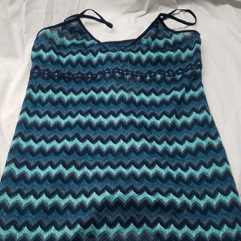 Blue Chevron Pattern Dress